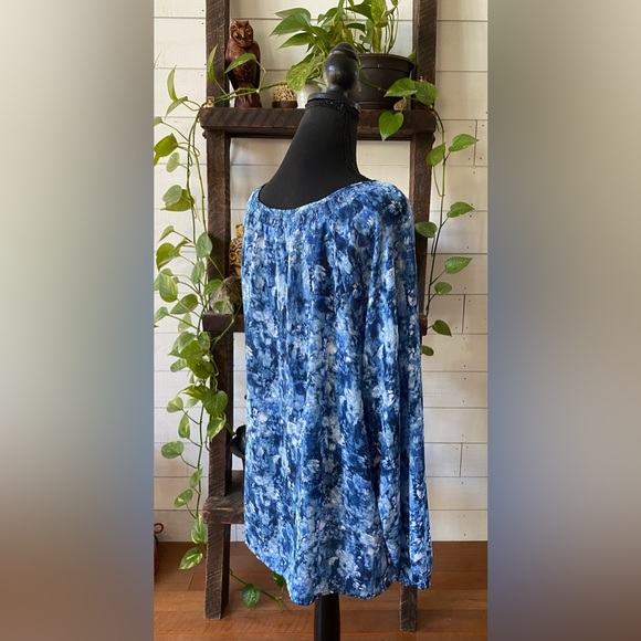 CJ. Banks: Blue Boho Peasant Style Blouse - Picture 6 of 16